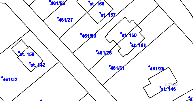 Parcela st. 461/26 v KÚ Mokrouše, Katastrální mapa