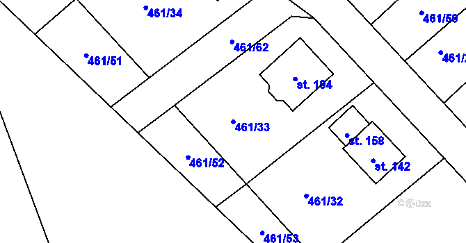 Parcela st. 461/33 v KÚ Mokrouše, Katastrální mapa