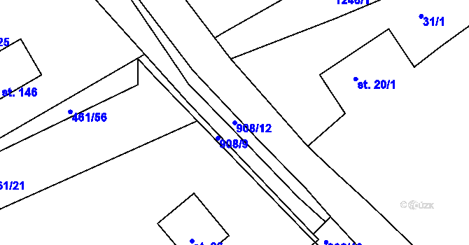 Parcela st. 908/12 v KÚ Mokrouše, Katastrální mapa