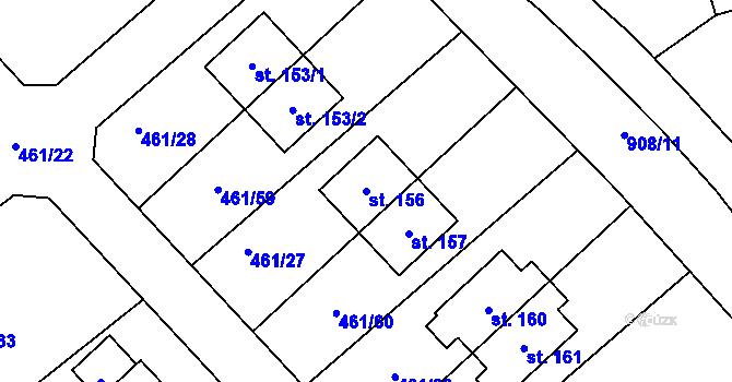 Parcela st. 156 v KÚ Mokrouše, Katastrální mapa