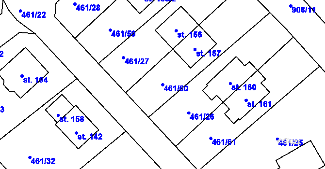 Parcela st. 461/60 v KÚ Mokrouše, Katastrální mapa
