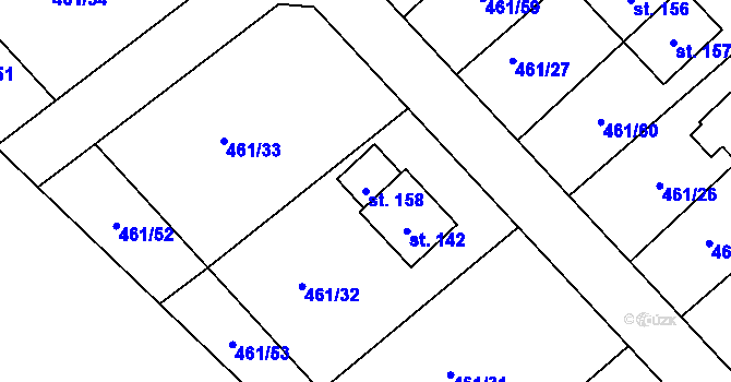 Parcela st. 158 v KÚ Mokrouše, Katastrální mapa