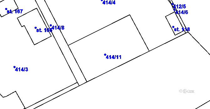 Parcela st. 414/11 v KÚ Mokrouše, Katastrální mapa