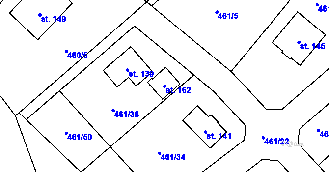 Parcela st. 162 v KÚ Mokrouše, Katastrální mapa