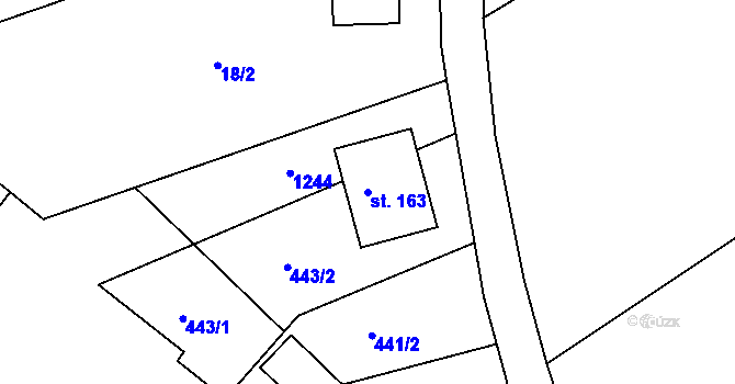 Parcela st. 163 v KÚ Mokrouše, Katastrální mapa