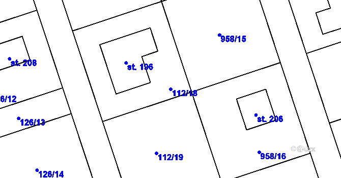 Parcela st. 112/18 v KÚ Mokrouše, Katastrální mapa