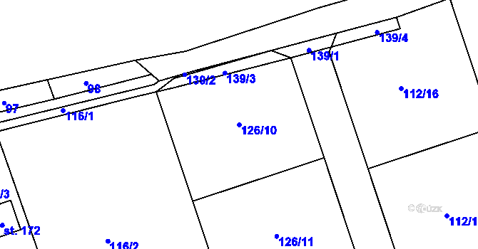 Parcela st. 126/10 v KÚ Mokrouše, Katastrální mapa