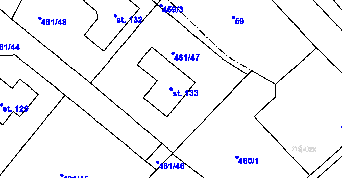 Parcela st. 133 v KÚ Mokrouše, Katastrální mapa