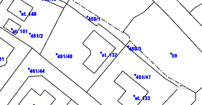 Parcela st. 132 v KÚ Mokrouše, Katastrální mapa