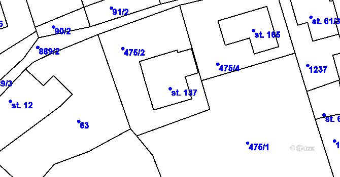 Parcela st. 137 v KÚ Mokrouše, Katastrální mapa