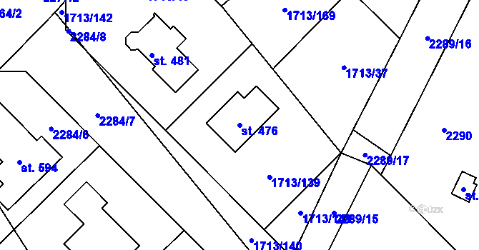 Parcela st. 476 v KÚ Tymákov, Katastrální mapa