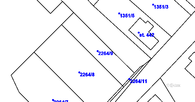 Parcela st. 2264/9 v KÚ Tymákov, Katastrální mapa