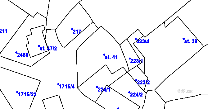 Parcela st. 41 v KÚ Tymákov, Katastrální mapa