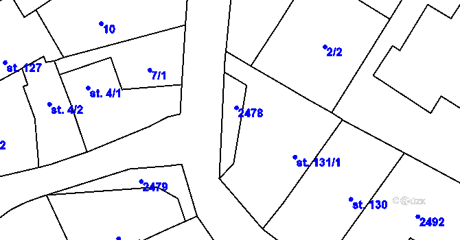 Parcela st. 131/2 v KÚ Tymákov, Katastrální mapa