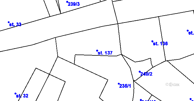 Parcela st. 137 v KÚ Tymákov, Katastrální mapa