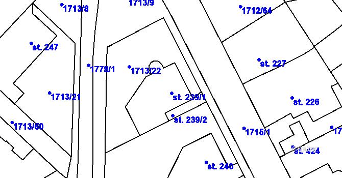 Parcela st. 239 v KÚ Tymákov, Katastrální mapa
