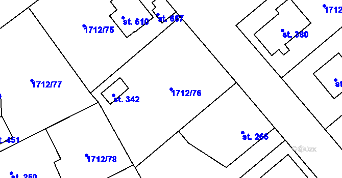 Parcela st. 1712/76 v KÚ Tymákov, Katastrální mapa