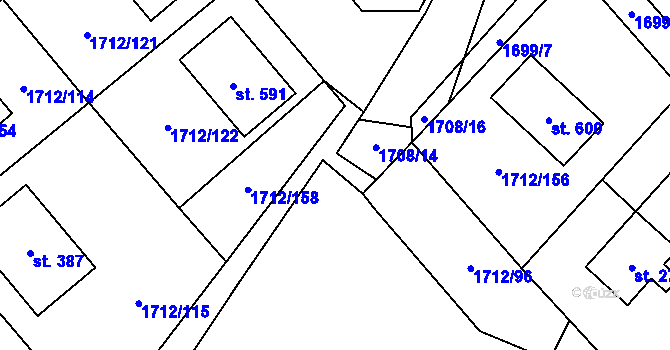 Parcela st. 1712/138 v KÚ Tymákov, Katastrální mapa