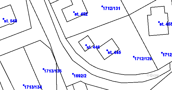 Parcela st. 446 v KÚ Tymákov, Katastrální mapa