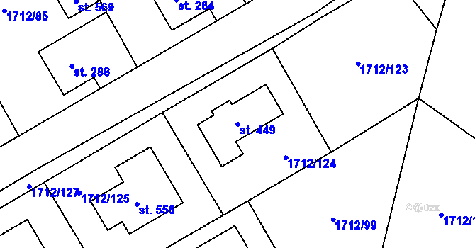 Parcela st. 449 v KÚ Tymákov, Katastrální mapa