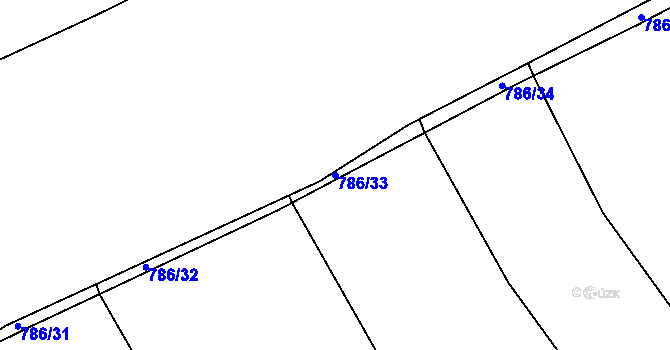 Parcela st. 786/33 v KÚ Tymákov, Katastrální mapa