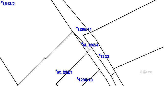 Parcela st. 292/4 v KÚ Tymákov, Katastrální mapa