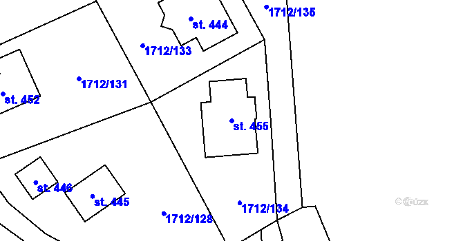 Parcela st. 455 v KÚ Tymákov, Katastrální mapa