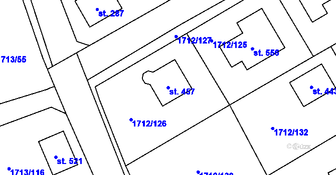 Parcela st. 457 v KÚ Tymákov, Katastrální mapa