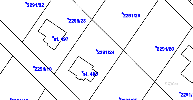 Parcela st. 2291/24 v KÚ Tymákov, Katastrální mapa