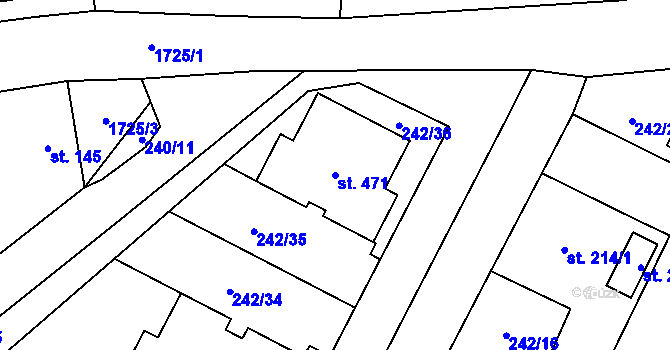 Parcela st. 471 v KÚ Tymákov, Katastrální mapa