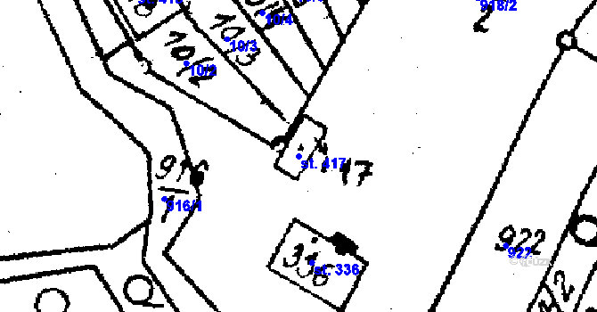Parcela st. 417 v KÚ Týn nad Bečvou, Katastrální mapa