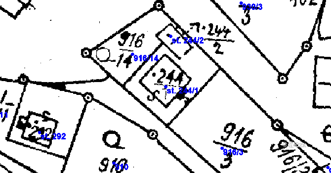 Parcela st. 244/1 v KÚ Týn nad Bečvou, Katastrální mapa
