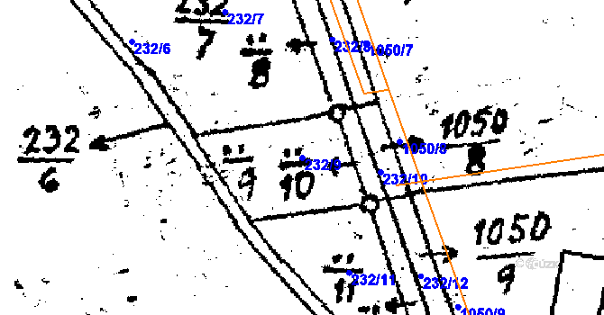 Parcela st. 232/9 v KÚ Týn nad Bečvou, Katastrální mapa