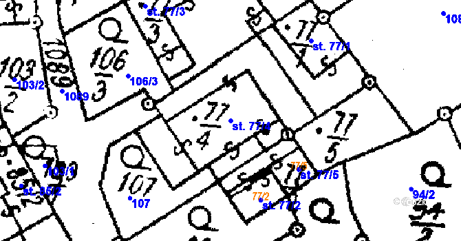 Parcela st. 77/4 v KÚ Týn nad Bečvou, Katastrální mapa