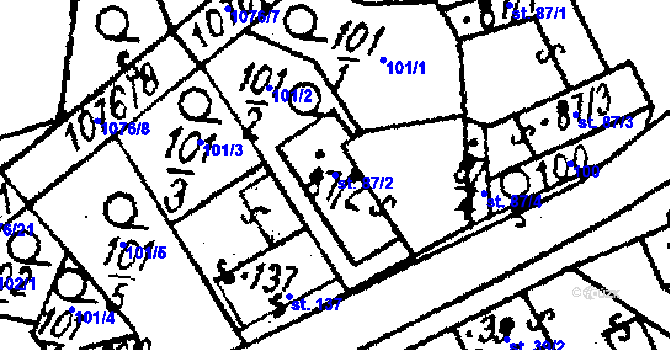 Parcela st. 87/2 v KÚ Týn nad Bečvou, Katastrální mapa