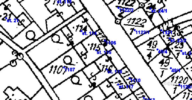 Parcela st. 115 v KÚ Týn nad Bečvou, Katastrální mapa