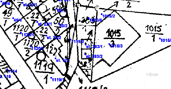 Parcela st. 383/1 v KÚ Týn nad Bečvou, Katastrální mapa