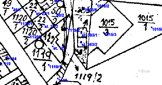 Parcela st. 383/2 v KÚ Týn nad Bečvou, Katastrální mapa