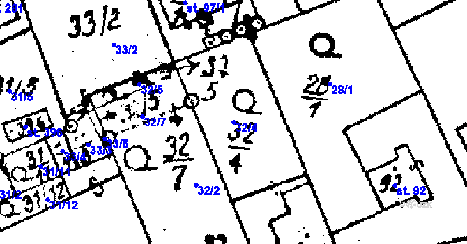 Parcela st. 32/4 v KÚ Týn nad Bečvou, Katastrální mapa
