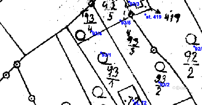 Parcela st. 93/1 v KÚ Týn nad Bečvou, Katastrální mapa