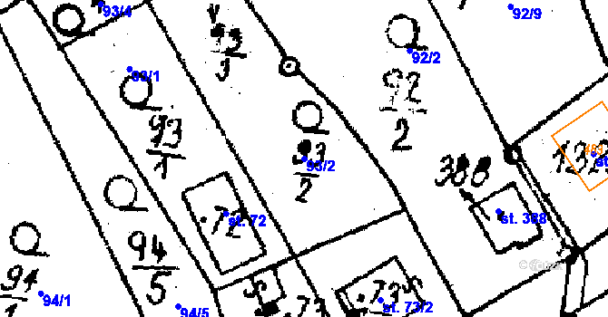 Parcela st. 93/2 v KÚ Týn nad Bečvou, Katastrální mapa