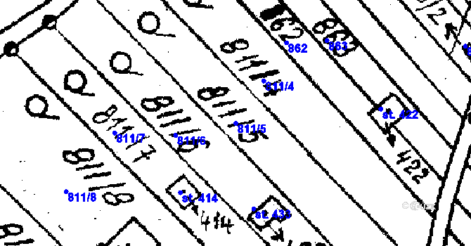 Parcela st. 811/5 v KÚ Týn nad Bečvou, Katastrální mapa