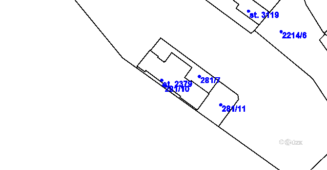 Parcela st. 281/10 v KÚ Týn nad Vltavou, Katastrální mapa