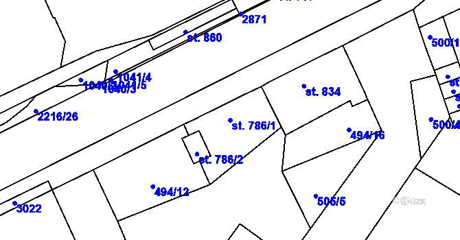 Parcela st. 786/1 v KÚ Týn nad Vltavou, Katastrální mapa