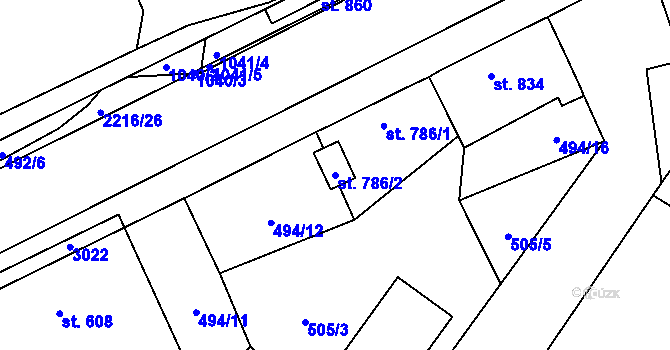 Parcela st. 786/2 v KÚ Týn nad Vltavou, Katastrální mapa