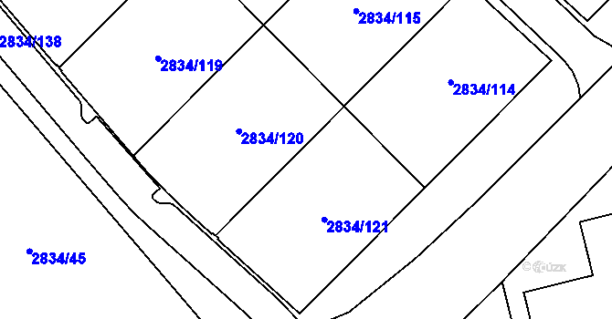 Parcela st. 2939 v KÚ Týn nad Vltavou, Katastrální mapa