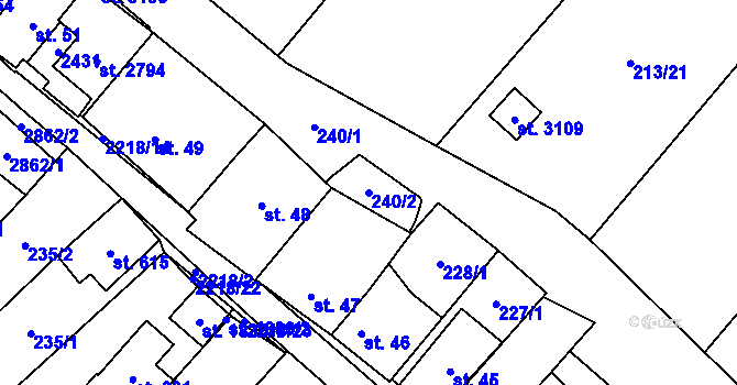 Parcela st. 240/2 v KÚ Týn nad Vltavou, Katastrální mapa