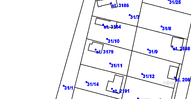 Parcela st. 3179 v KÚ Týn nad Vltavou, Katastrální mapa