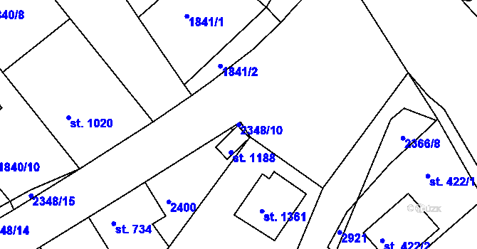 Parcela st. 2348/10 v KÚ Týn nad Vltavou, Katastrální mapa