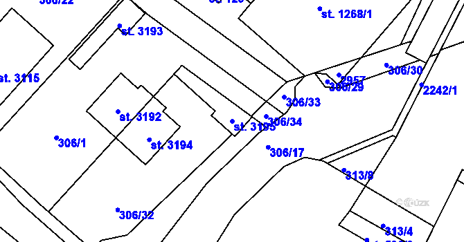 Parcela st. 3195 v KÚ Týn nad Vltavou, Katastrální mapa